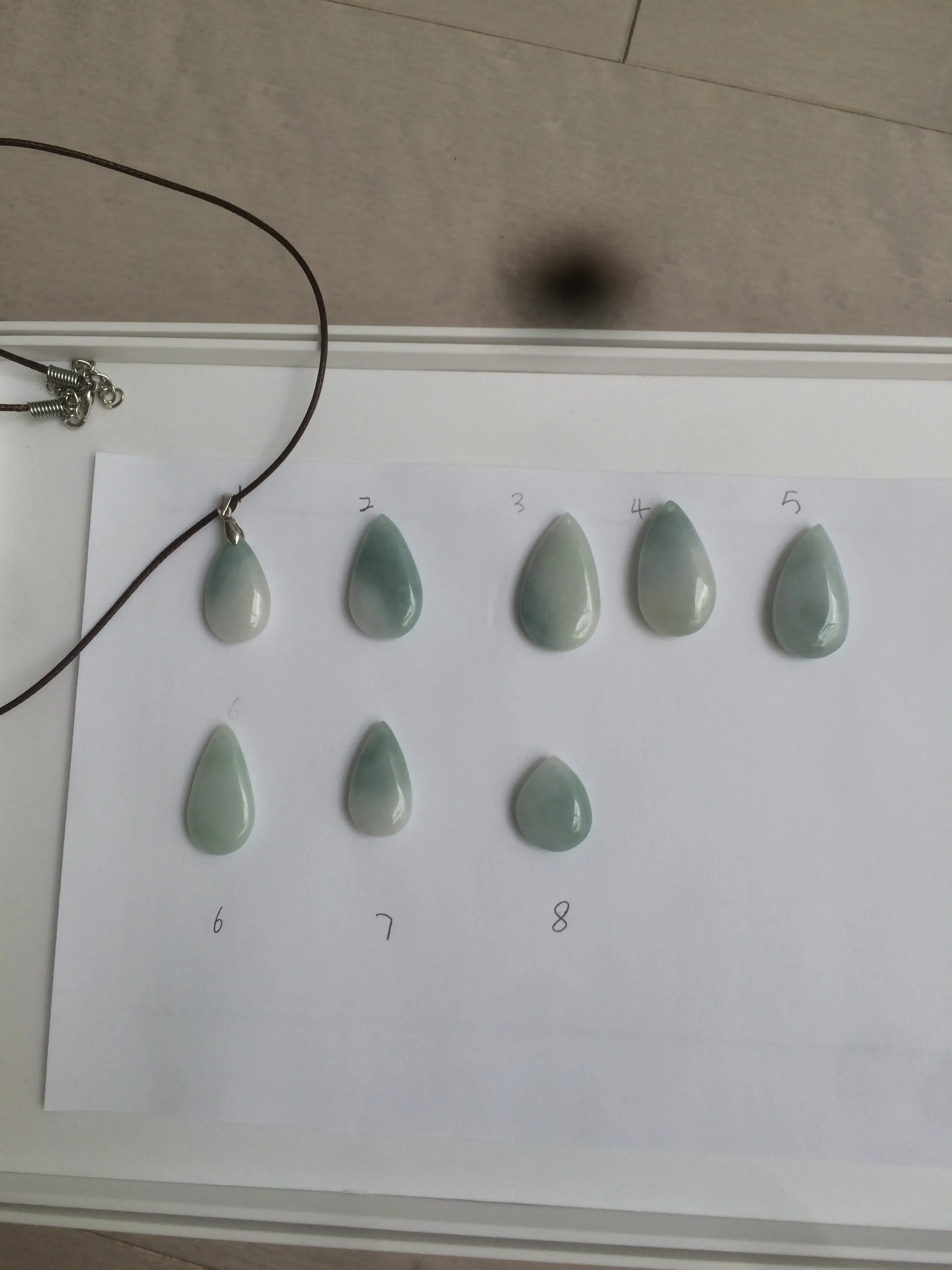 100% natural icy watery green blue white type A jadeite jade water drop pendant necklace group E52