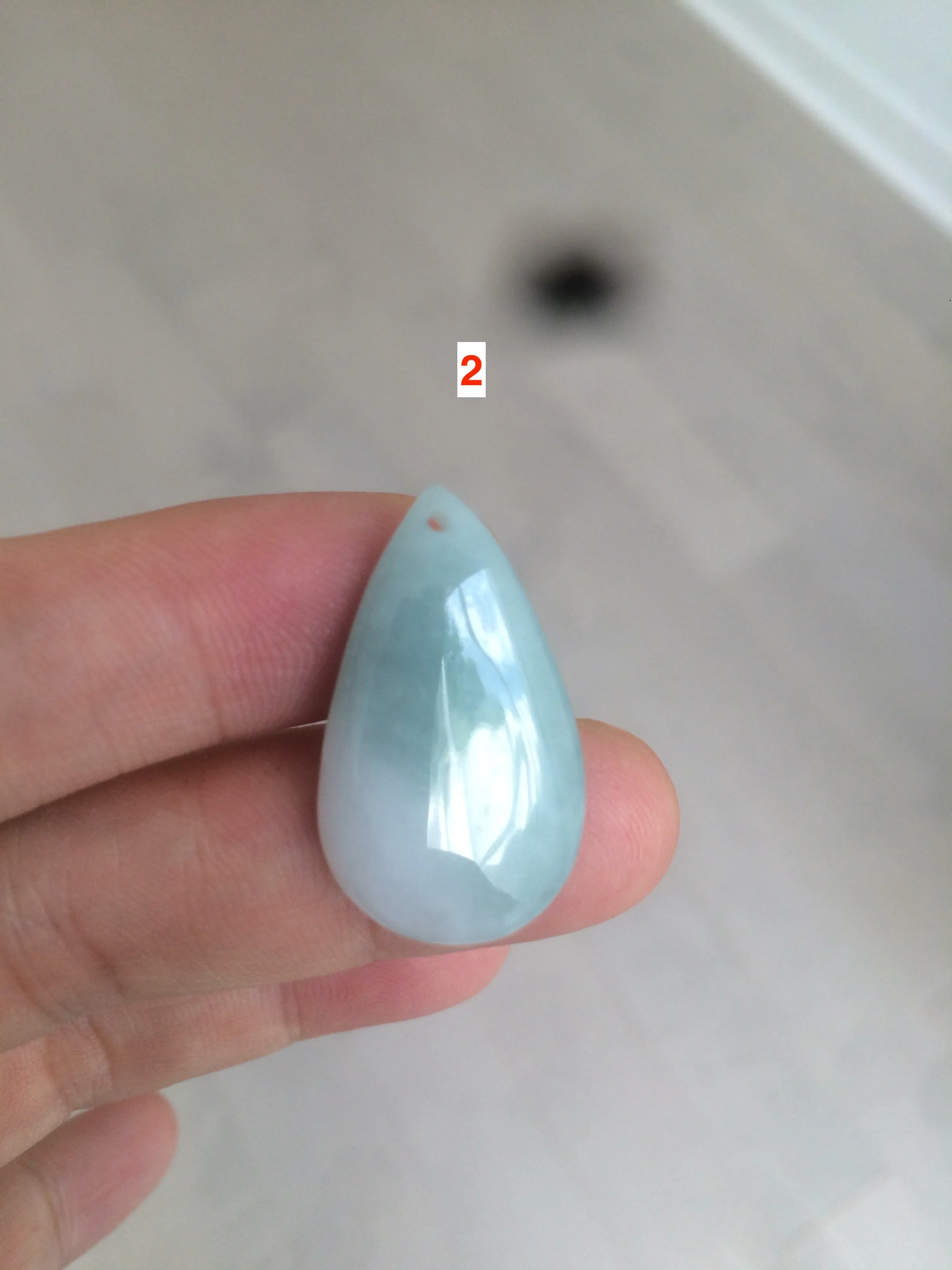 100% natural icy watery green blue white type A jadeite jade water drop pendant necklace group E52