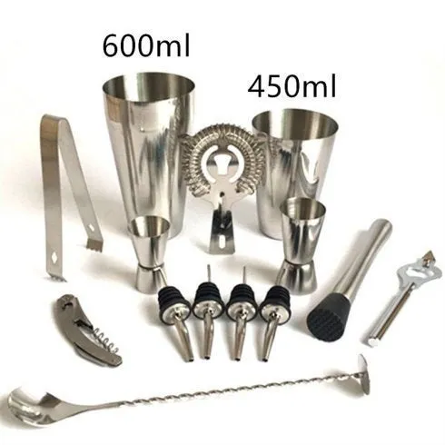 14 Pcs Bartender Kit - Barware for Bartending - Bar Utensils Set - Bar Accessories and Decor - Cocktail Shaker - Housewarming Birthday Gift