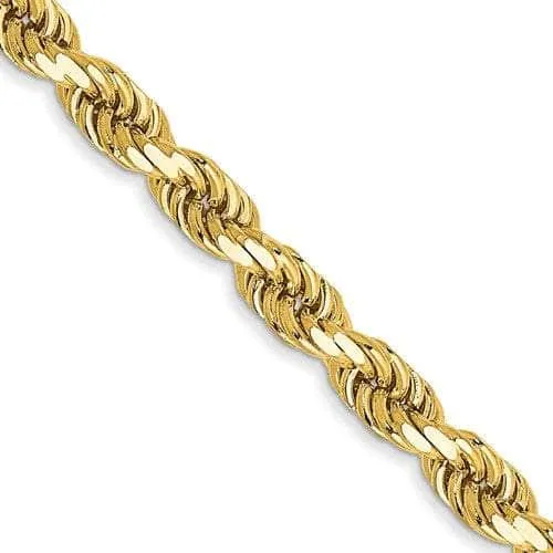 14K 3 mm Solid Diamond-cut Rope with Lobster Clasp Gold Chain