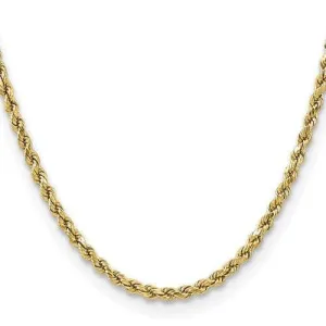 14K 3 mm Solid Diamond-cut Rope with Lobster Clasp Gold Chain