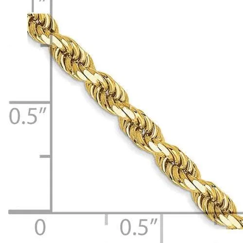 14K 3 mm Solid Diamond-cut Rope with Lobster Clasp Gold Chain