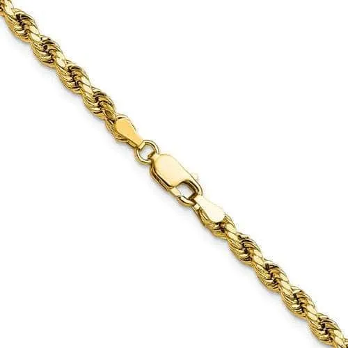 14K 3 mm Solid Diamond-cut Rope with Lobster Clasp Gold Chain