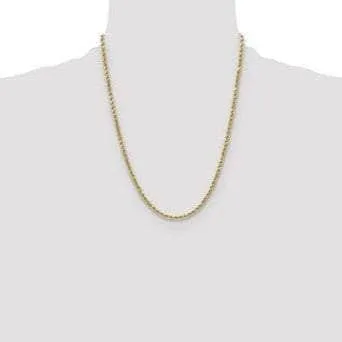 14K 3.5mm Semi Solid Diamond-cut Rope with Lobster Clasp Gold Chain