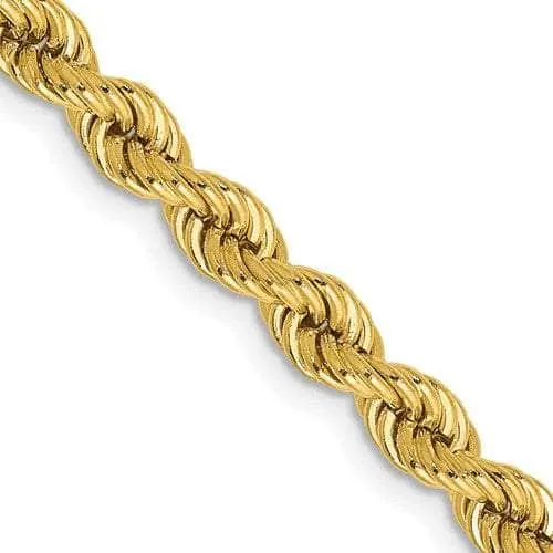 14K 4 mm Solid Diamond-cut Rope Yellow Chain with Lobster Clasp