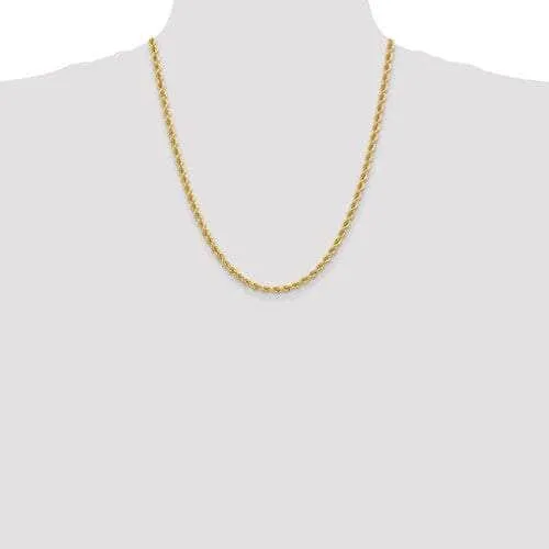 14K 4 mm Solid Diamond-cut Rope Yellow Chain with Lobster Clasp