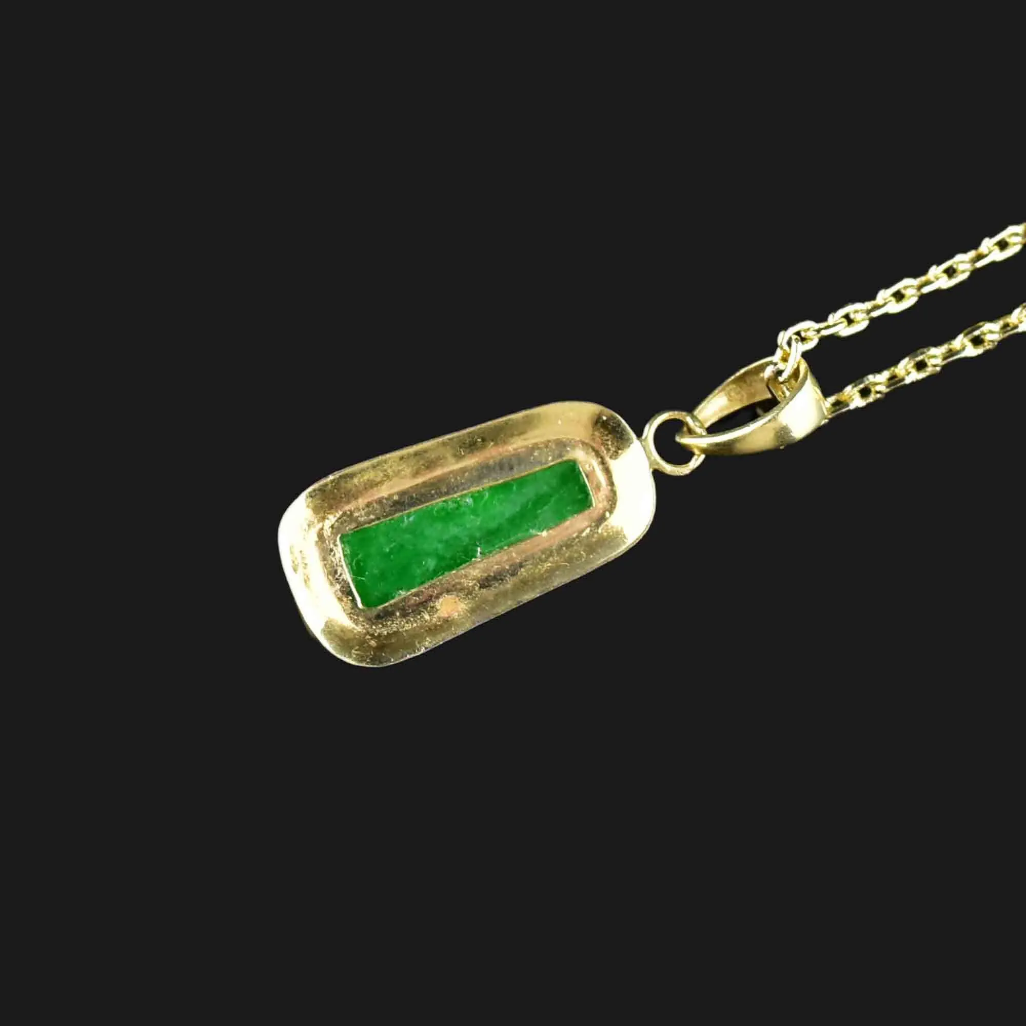 14K Gold Geometric Jade Pendant Necklace