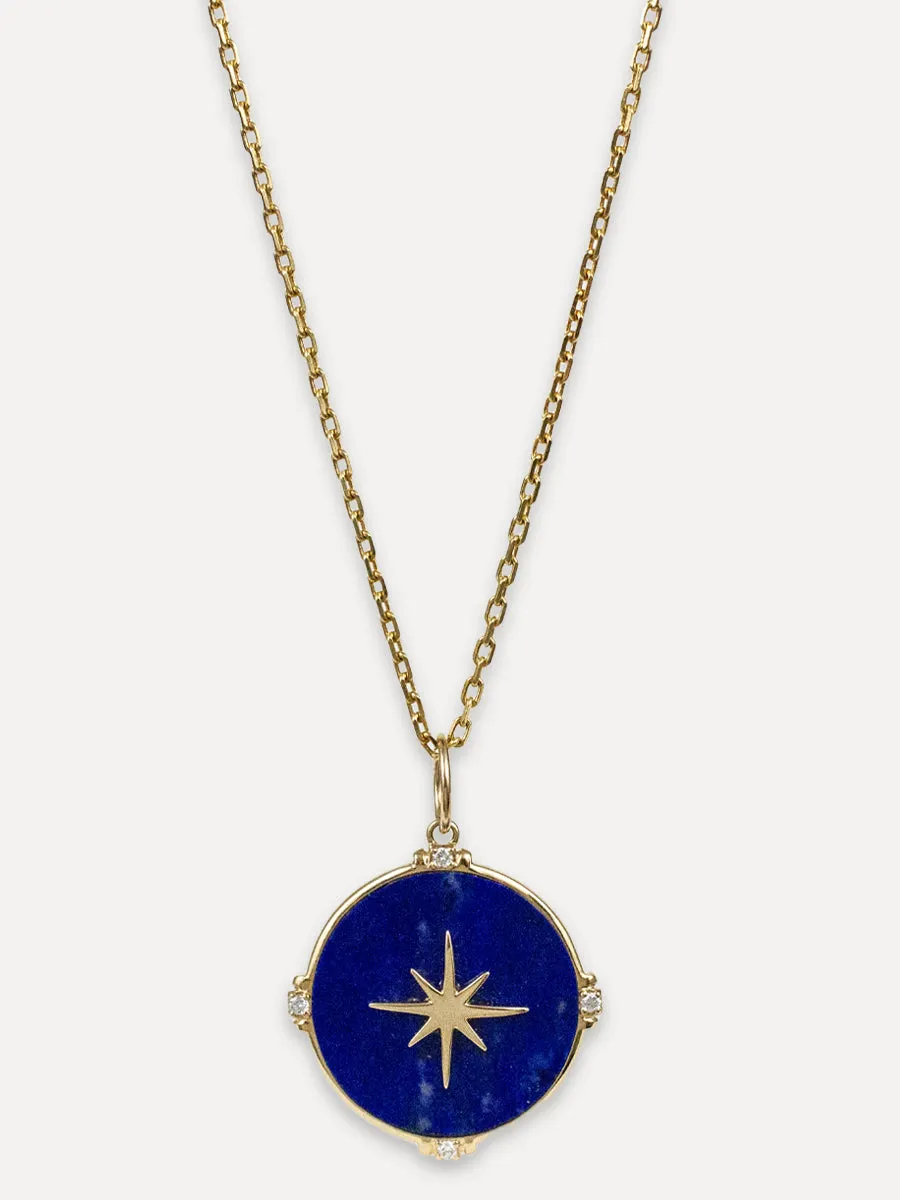 14K North Star Lapis Charm