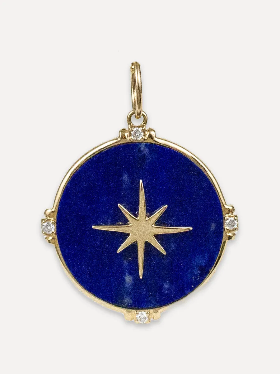 14K North Star Lapis Charm