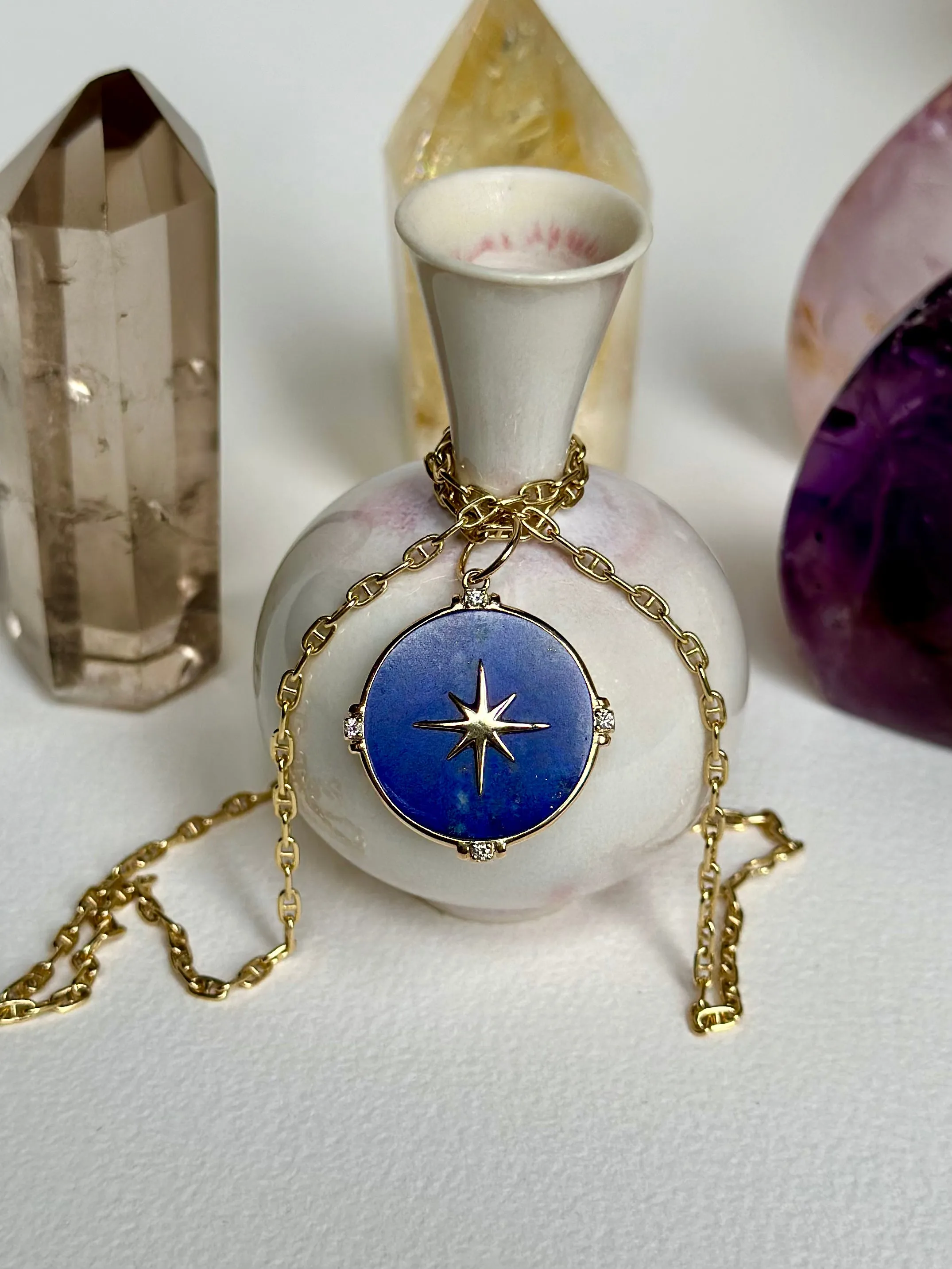 14K North Star Lapis Charm