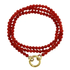 14K Yellow Gold Beaded Coral Wrap Necklace