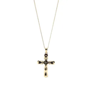 14k Yellow Gold Simple Cross Charm Necklace