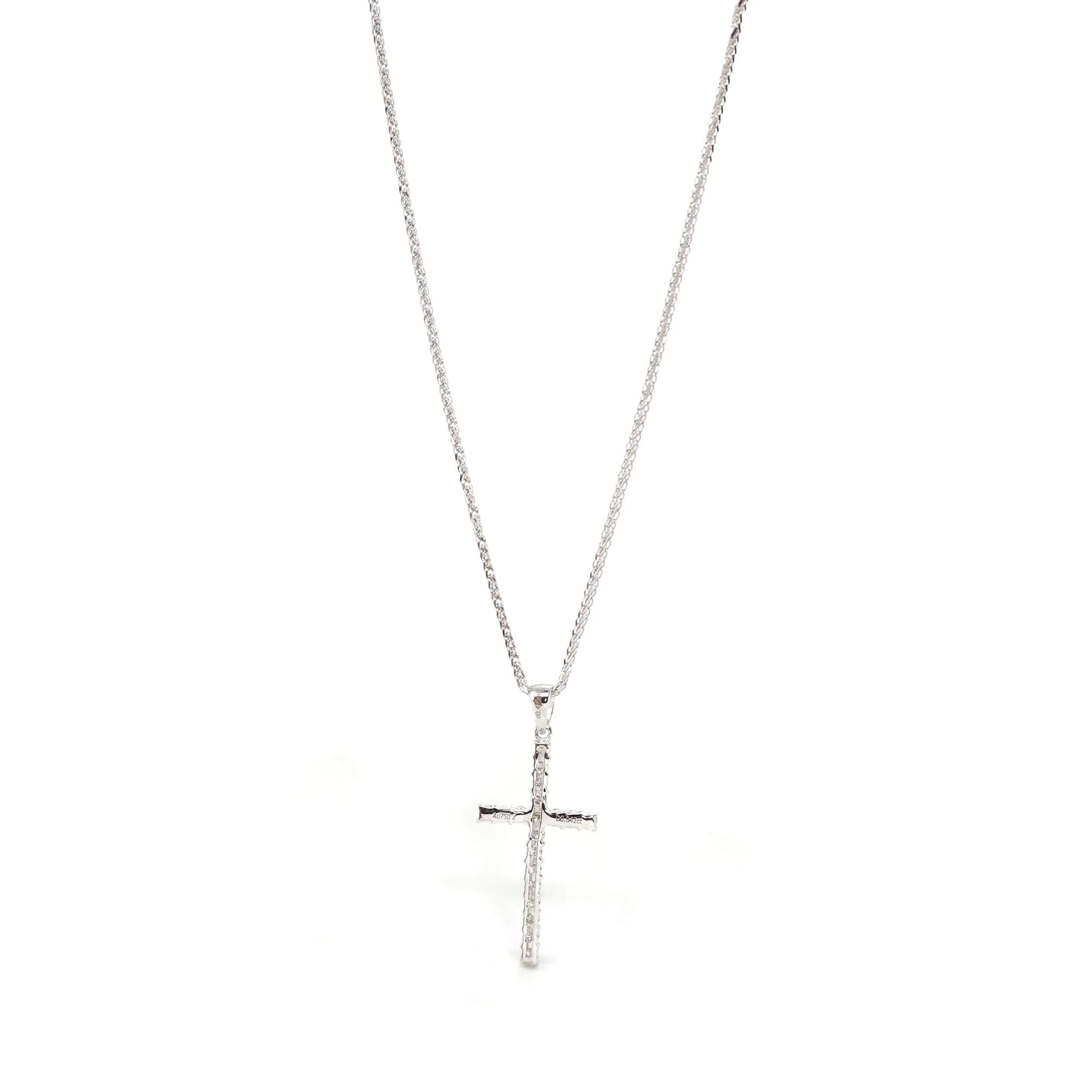 18K White Gold Cross Pendant Necklace With VS1 Diamonds