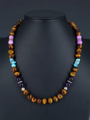 20" Navajo Single Strand Beaded Tiger Eye Necklace