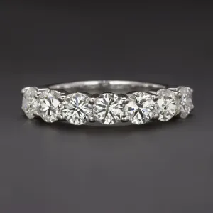 2.14ct VERY GOOD CUT DIAMOND 7 STONE WEDDING BAND STACKING RING 14k WHITE GOLD