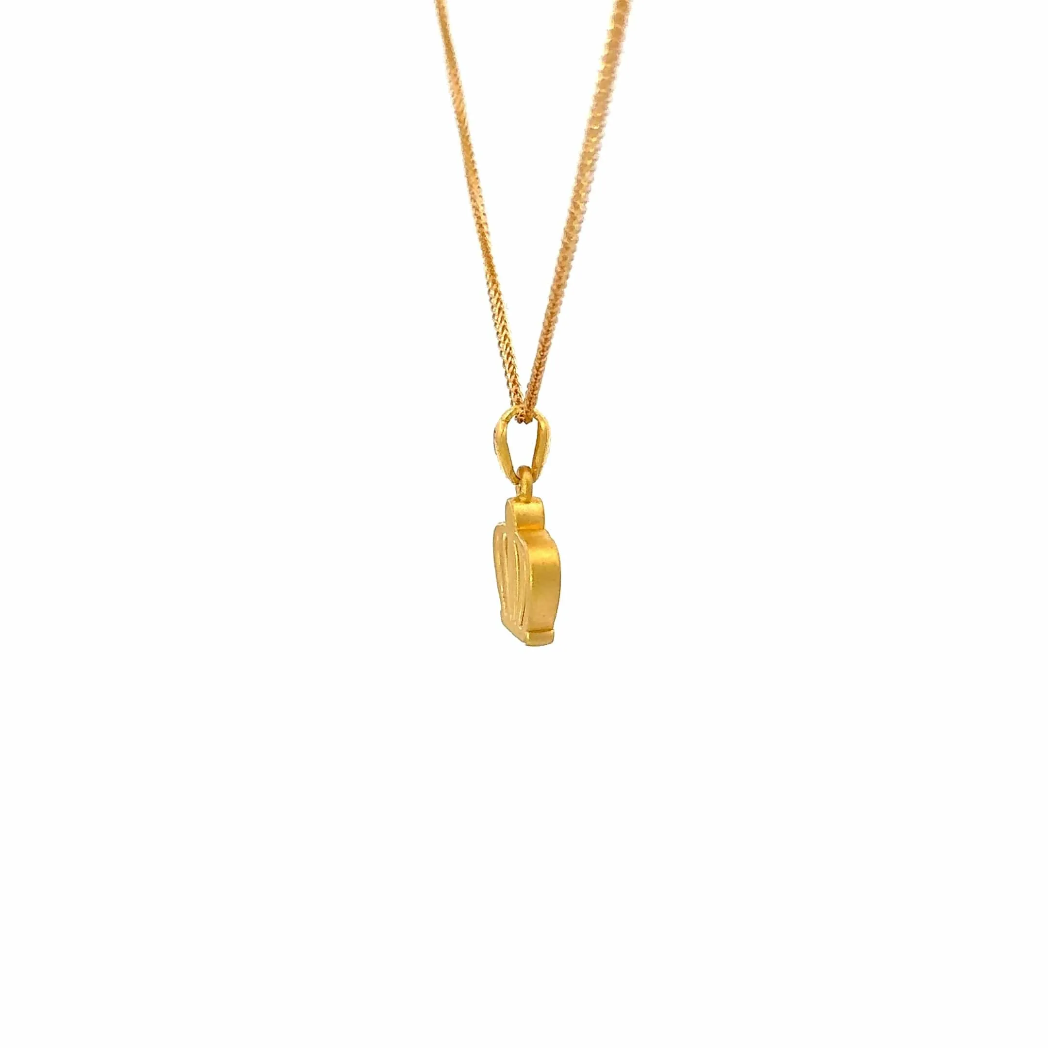 24k Yellow Gold Crown Pendant Necklace