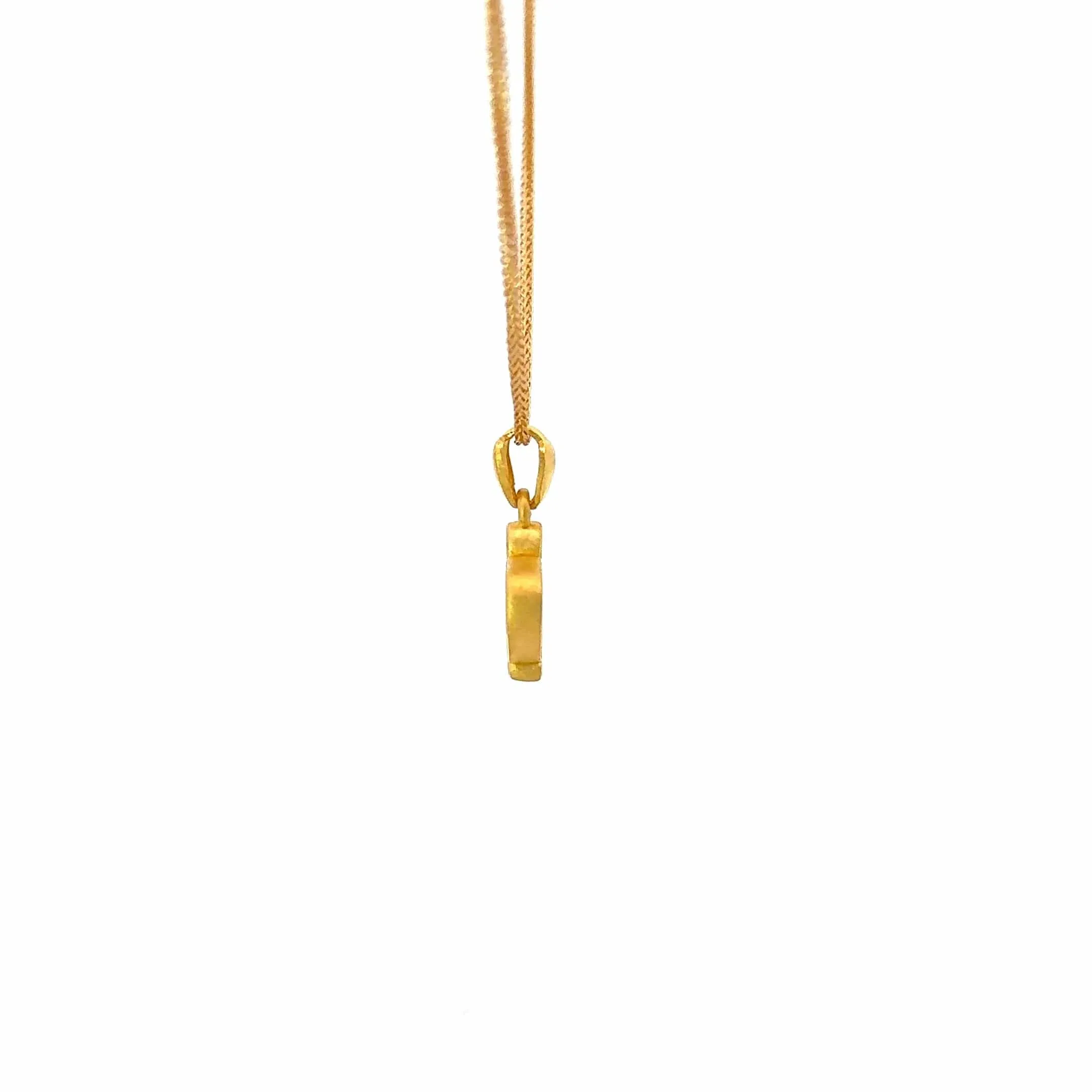 24k Yellow Gold Crown Pendant Necklace