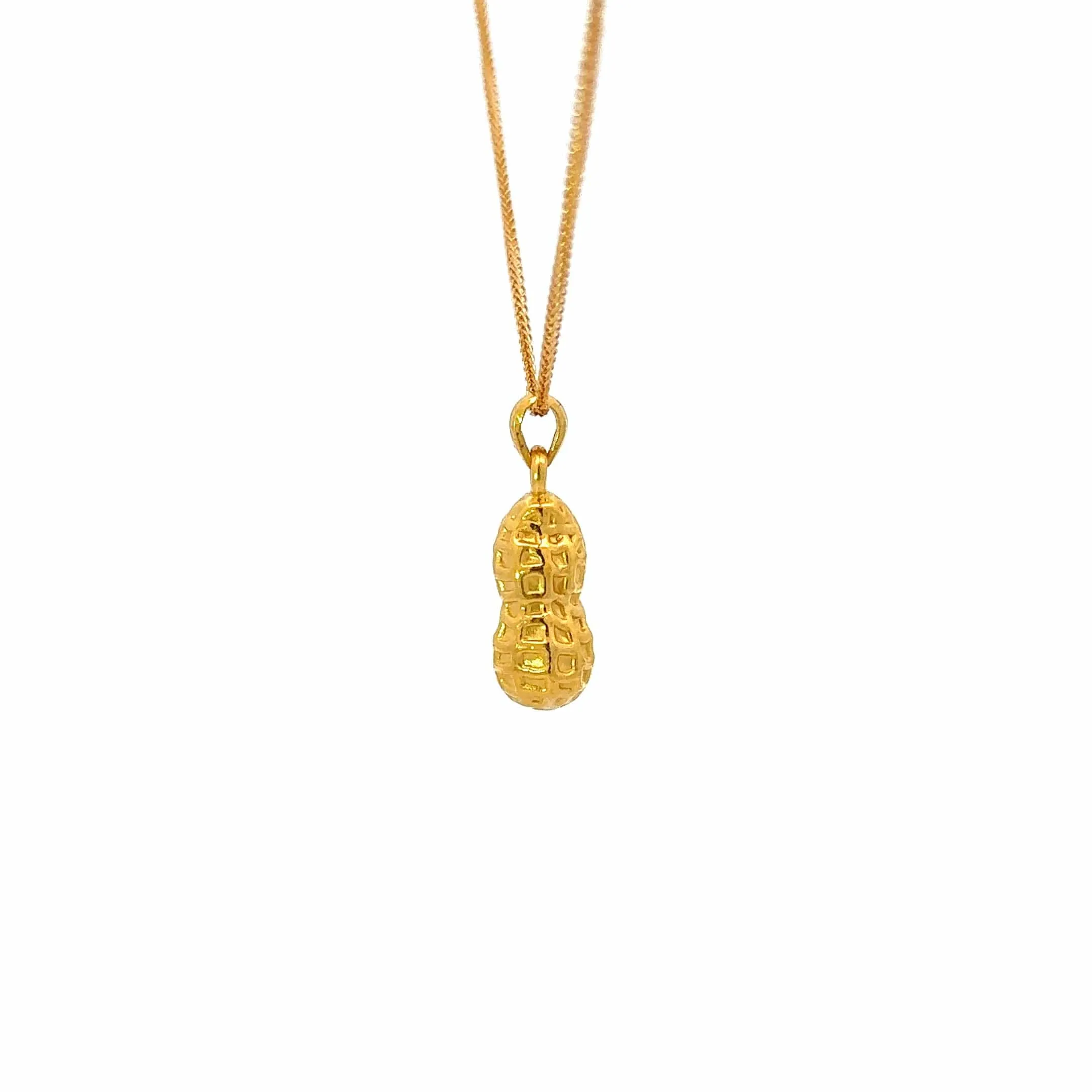 24k Yellow Gold Peanut Pendant Necklace