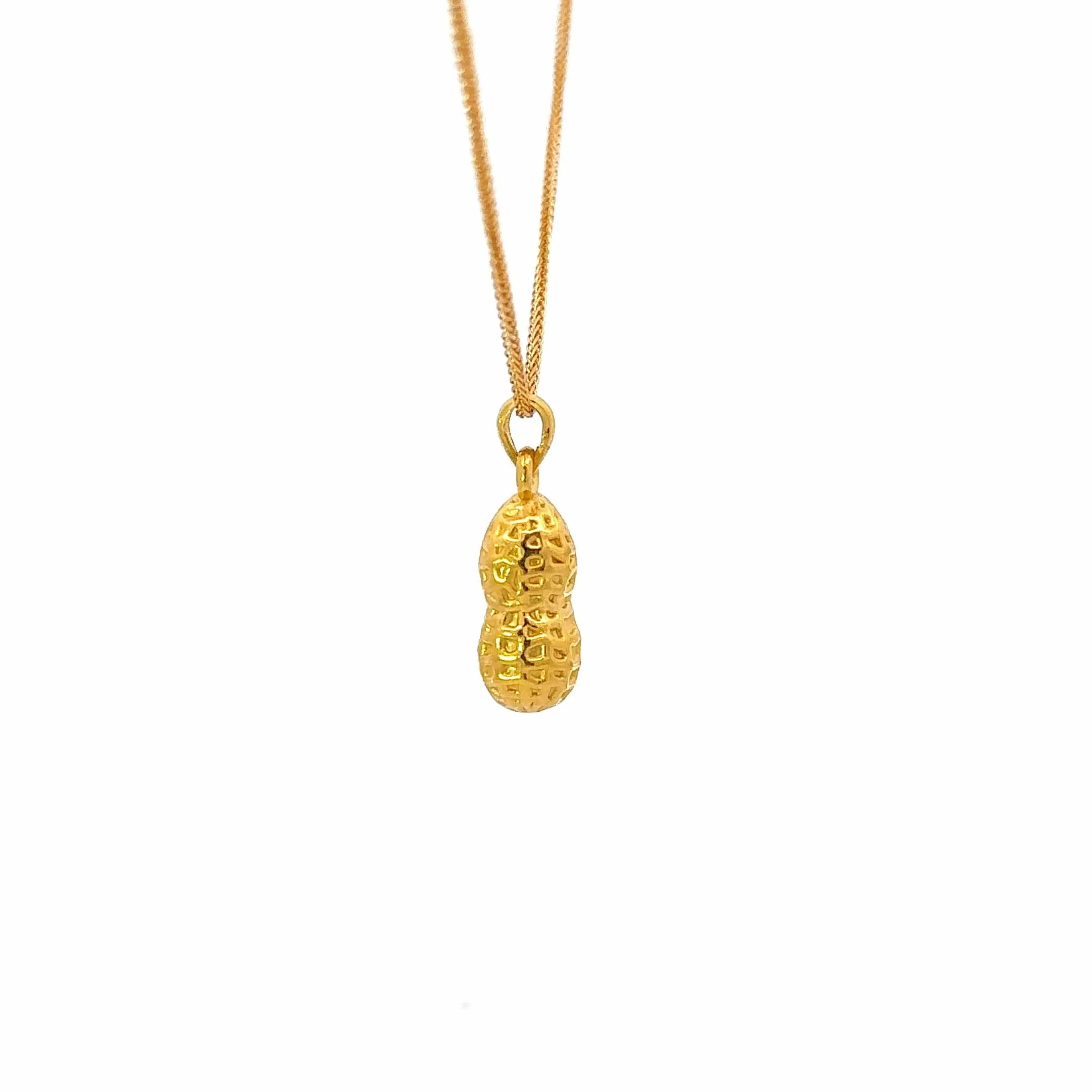 24k Yellow Gold Peanut Pendant Necklace