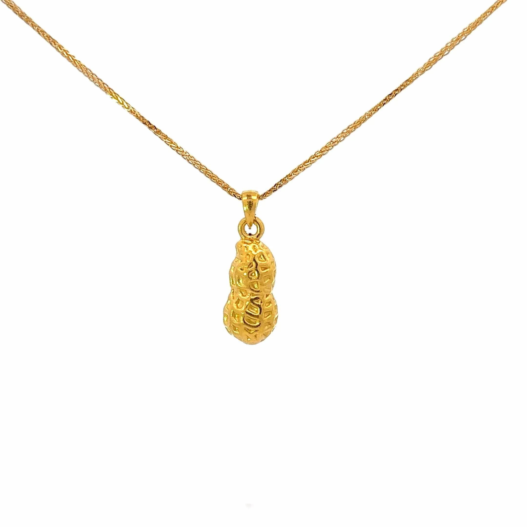 24k Yellow Gold Peanut Pendant Necklace