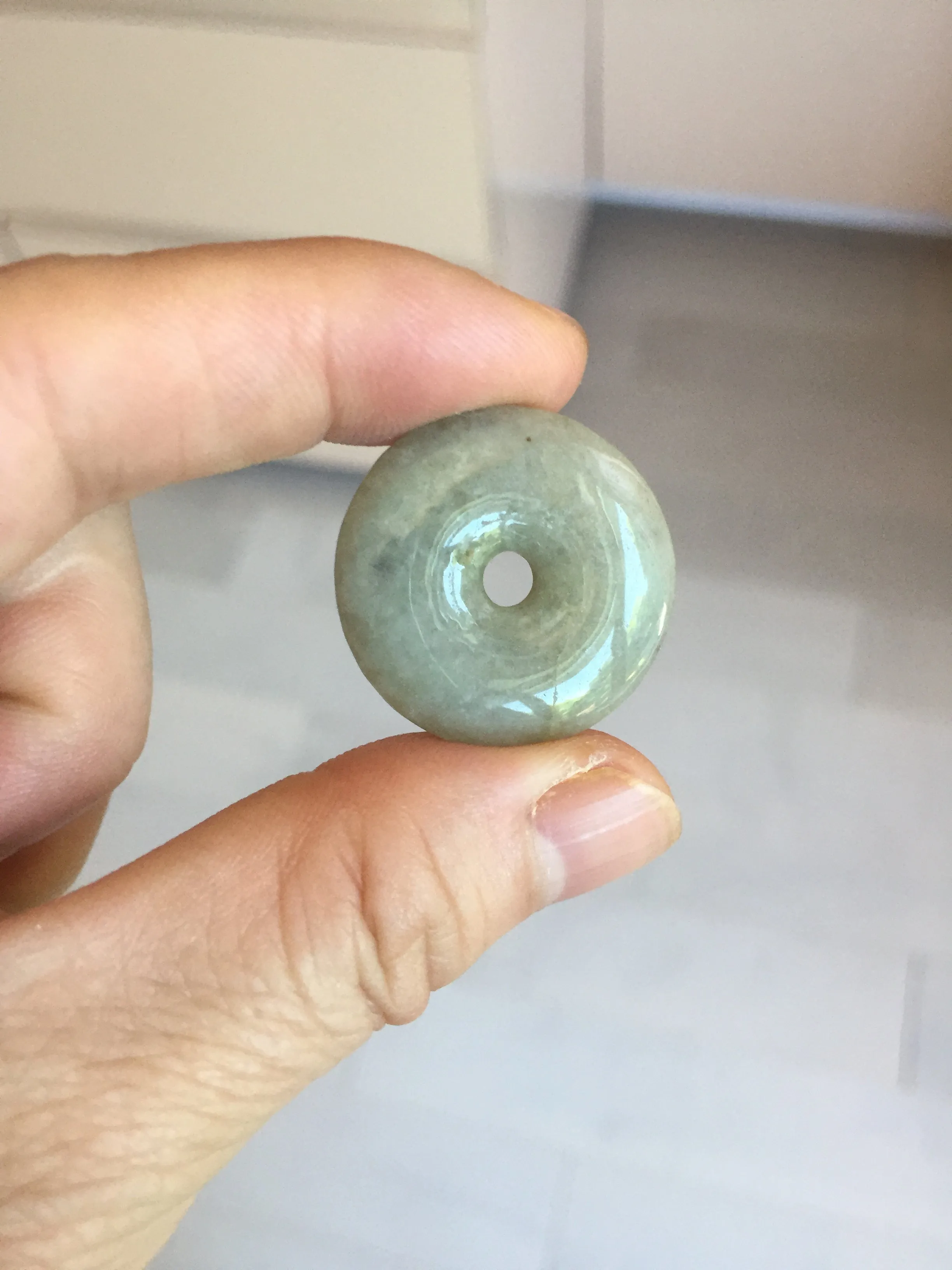 25mm 100% Natural light green/blue/gray/yellow jadeite Jade Safety Guardian Button(donut) Pendant AR101