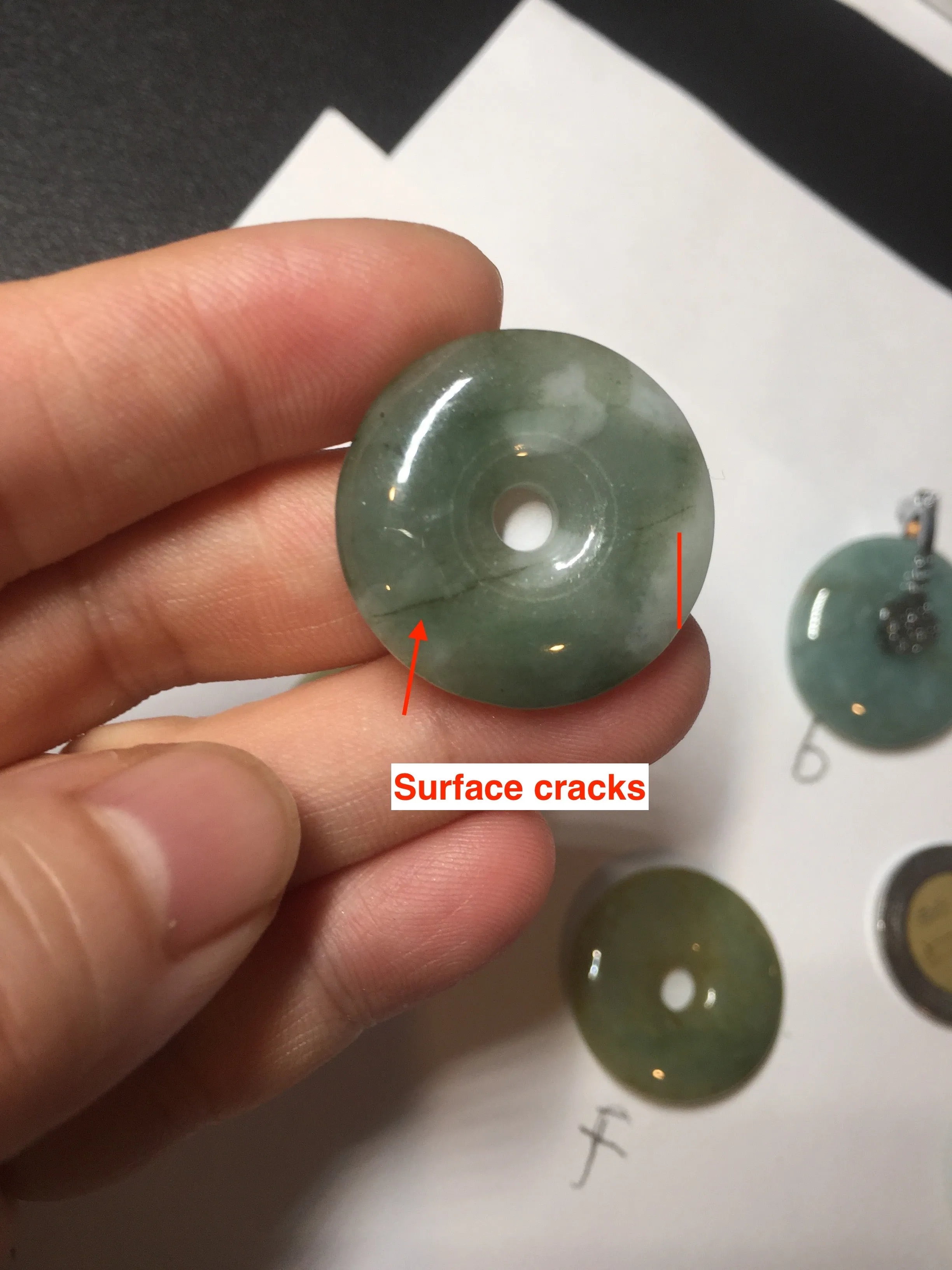 25mm 100% Natural light green/blue/gray/yellow jadeite Jade Safety Guardian Button(donut) Pendant AR101