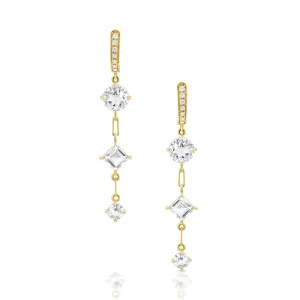 3 Stone White Topaz Gemdrop Earrings