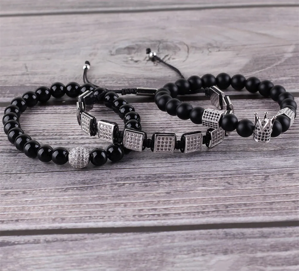 3pcs/set natural stone beads men bracelet set