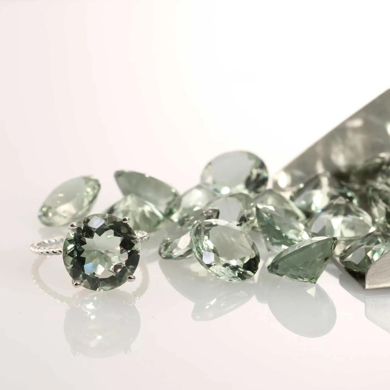 5 Carat Green Amethyst Gemstone Ring, "Ms. Luscious" in Sterling Silver