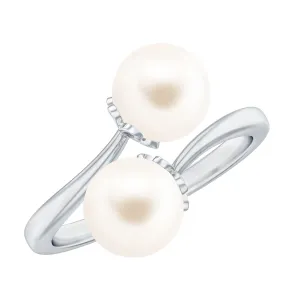 6 CT Two Stone Freshwater Pearl Wrap Ring in Gold