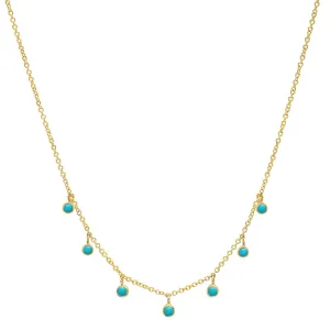 7 Mini Turquoise Bezel Dangle Necklace