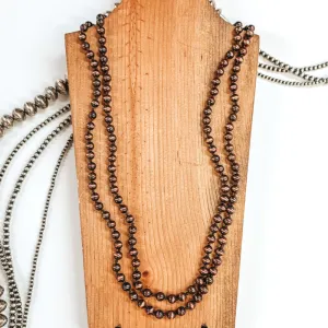 8mm Faux Navajo Pearl 60 Inch Necklace in Copper Tone