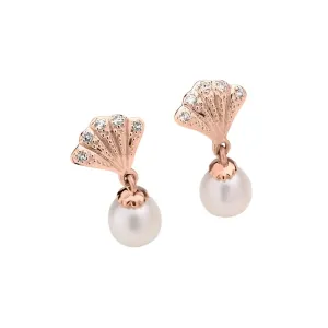 9ct Rose Gold Windsor Cultured Pearl & White Topaz Drop Earrings