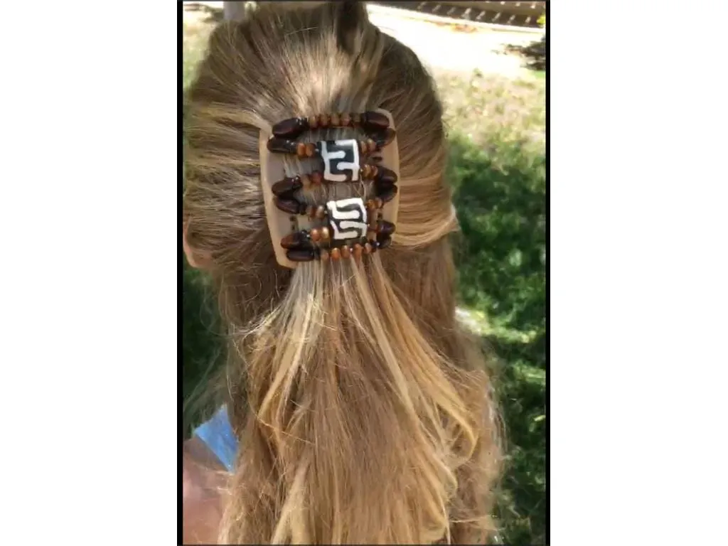 African Butterfly Chameleon Hair Comb - Dupla Brown 61