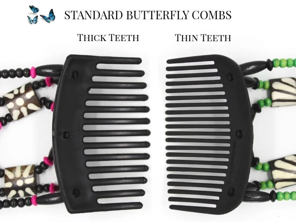 African Butterfly Thick Hair Comb - Dalena Clear 88