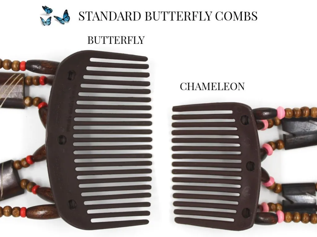 African Butterfly Thick Hair Comb - Gemstone Black 51