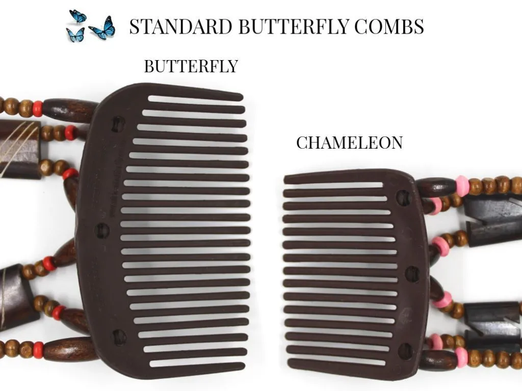 African Butterfly Thick Hair Comb - Gemstone Brown 42