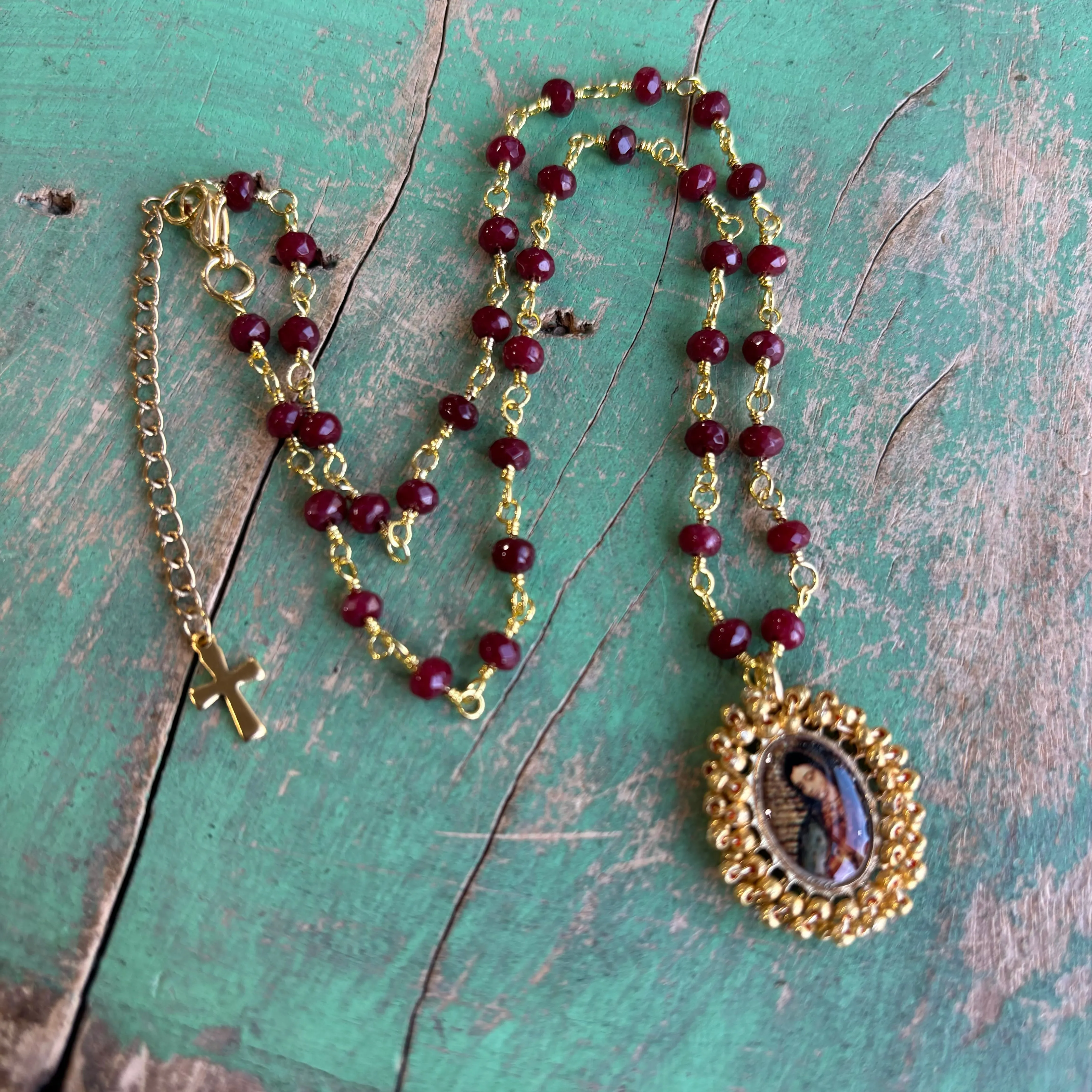 Agate Our Lady of Guadalupe Necklace