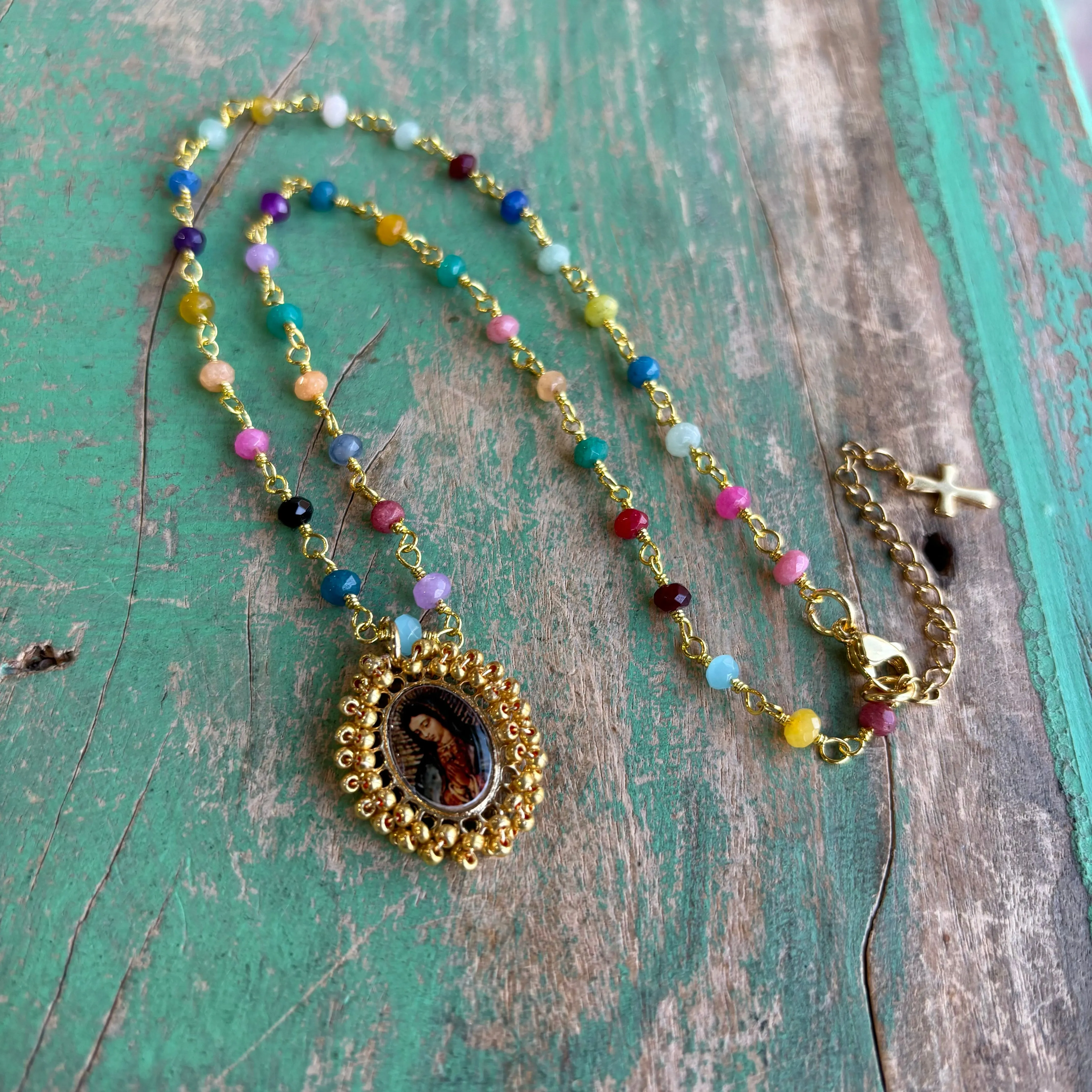 Agate Our Lady of Guadalupe Necklace