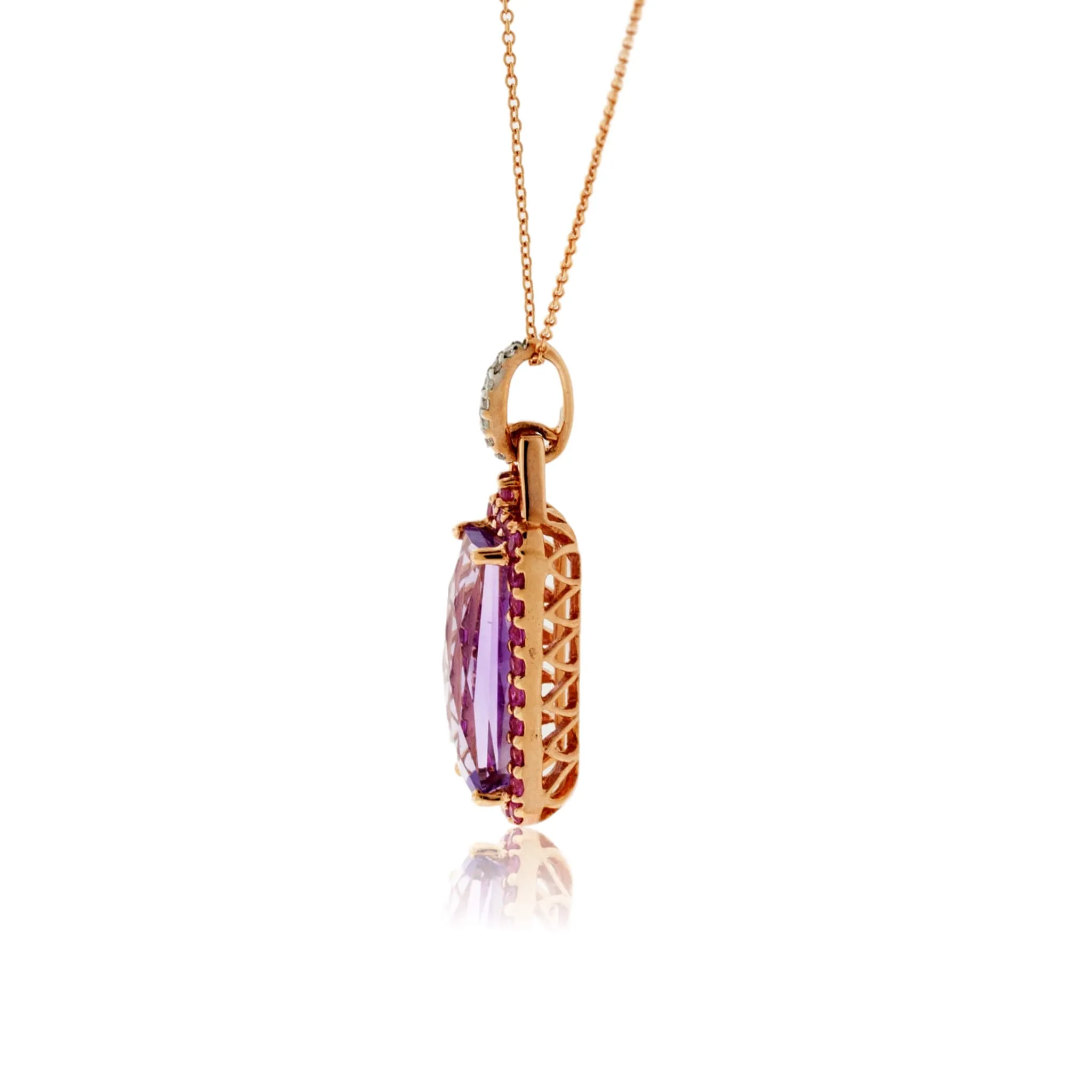 Amethyst and Pink Sapphire Halo Style Pendant