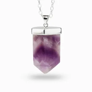 Amethyst and Quartz Chevron Crystal Necklace