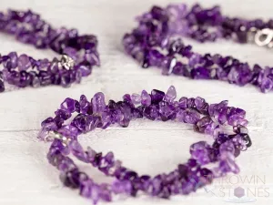 AMETHYST Crystal Necklace - Chip Beads - Long Crystal Necklace, Birthstone Necklace, Handmade Jewelry, E1687