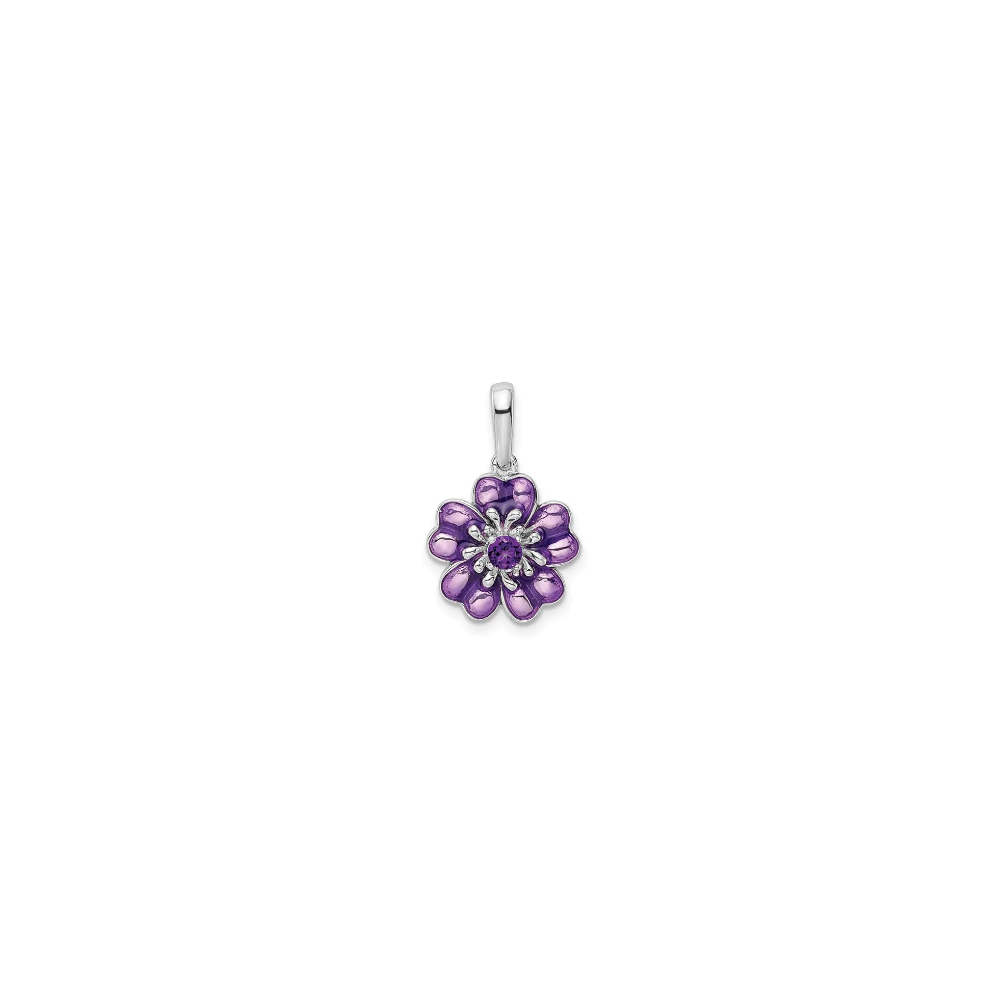 Amethyst Purple Flower Pendant (Silver)