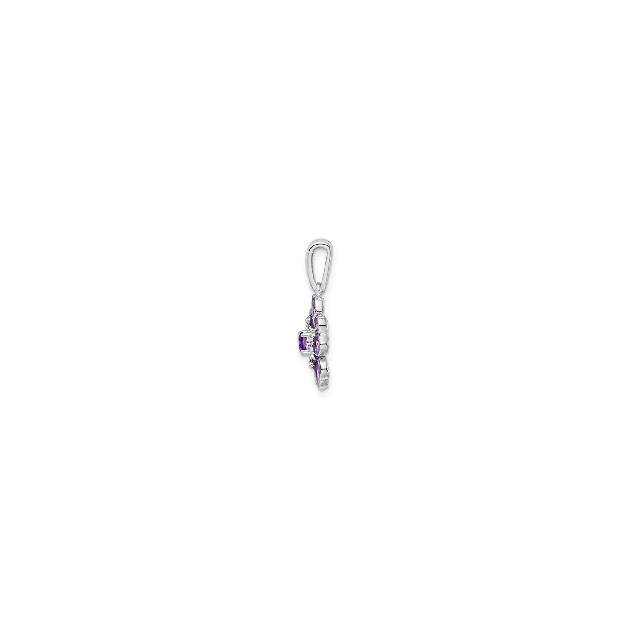 Amethyst Purple Flower Pendant (Silver)