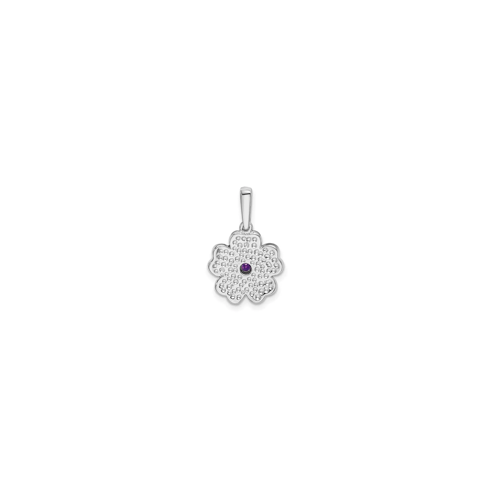 Amethyst Purple Flower Pendant (Silver)