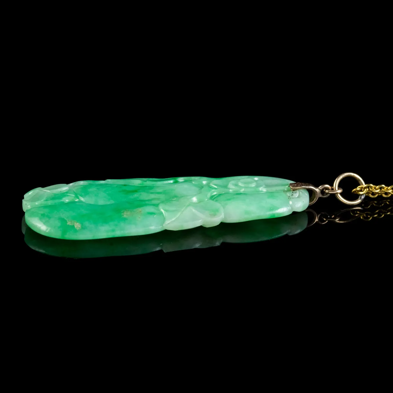 Antique Victorian Jade Pendant Necklace 18ct Gold Circa 1900