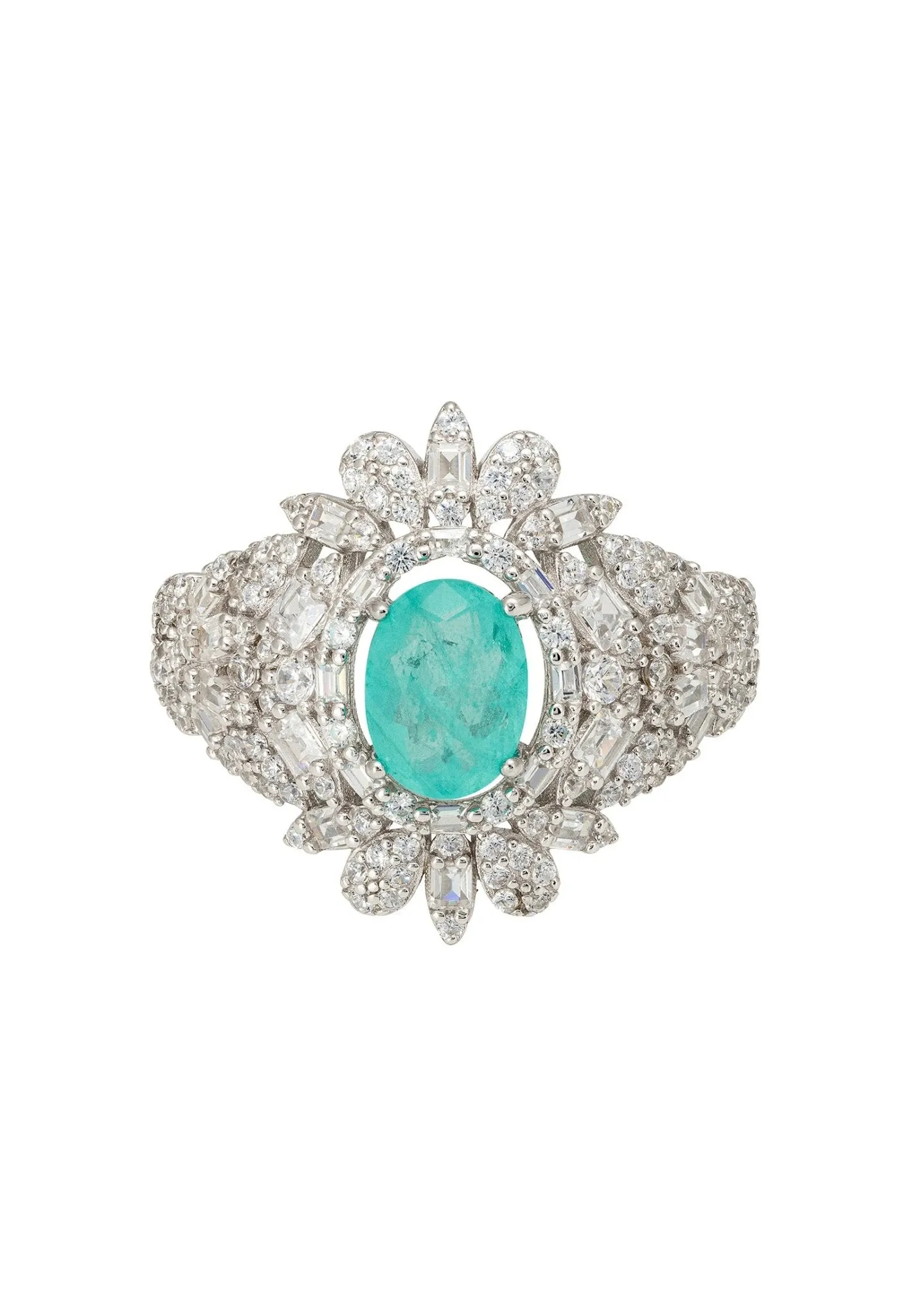 Arabesque Splendor Cocktail Ring Paraiba Tourmaline Silver