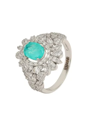 Arabesque Splendor Cocktail Ring Paraiba Tourmaline Silver