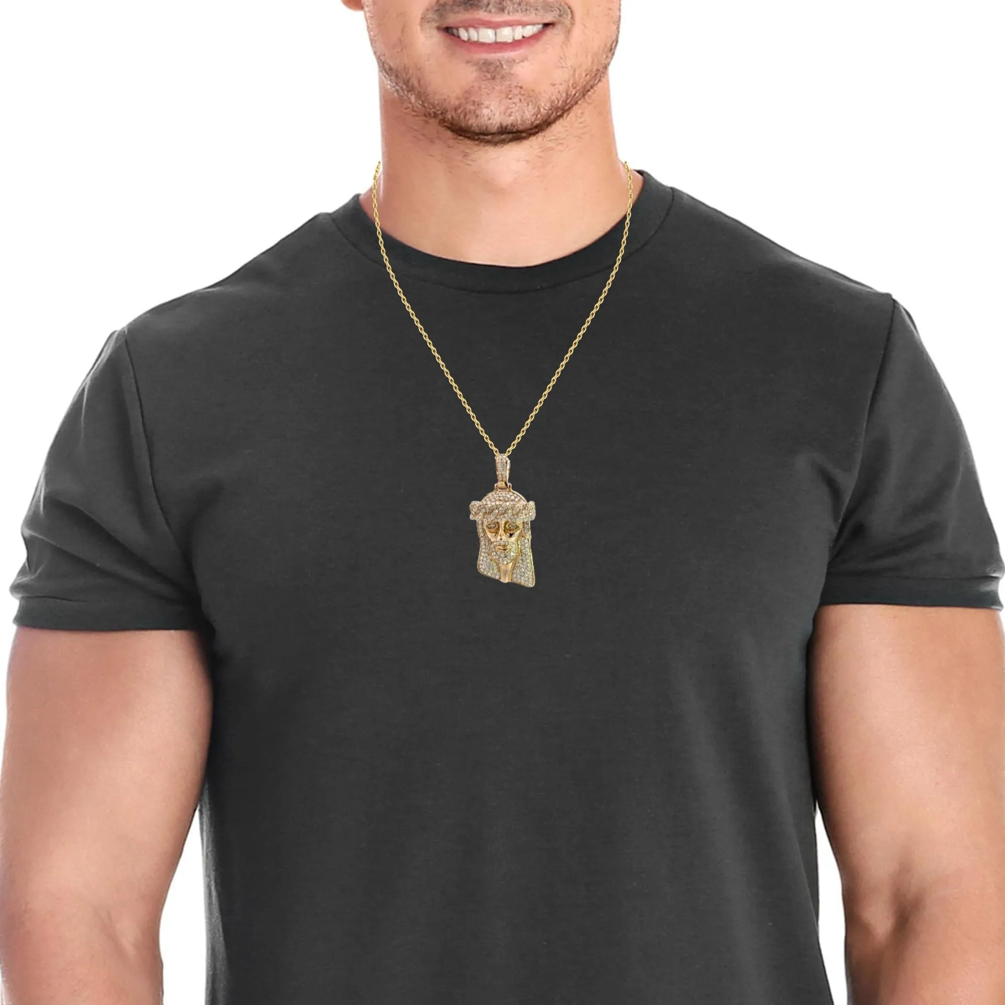 Baikalla 14k Gold Jesus With Diamonds Charm Necklace