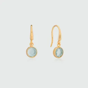 Barcelona March Blue Topaz Birthstone Hook Earrings